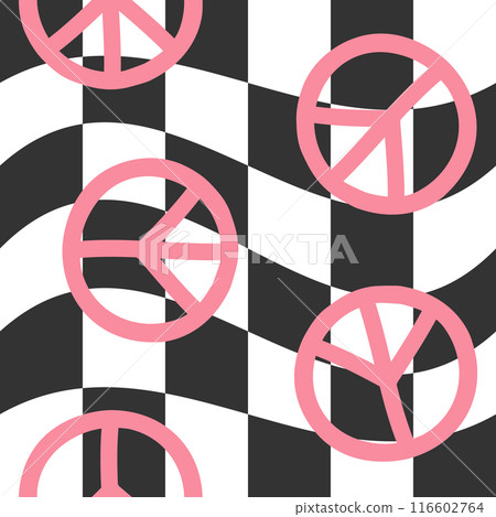 Vector seamless pattern of groovy peace sign 116602764