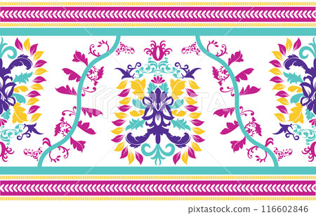 Ethnic Pattern. Ethnic India seamless pattern design oriental style. Damask India Motif. 116602846