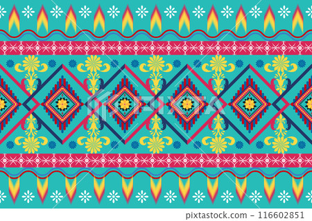 Ethnic Pattern. Ethnic India geometric pattern oriental style for tile and textile decoration. 116602851