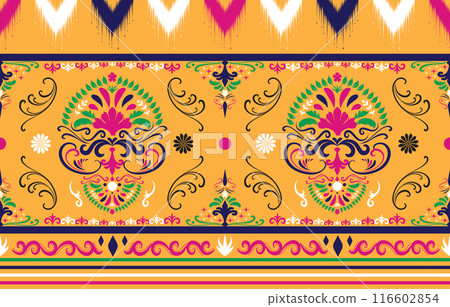 Ethnic Pattern. Ethnic India seamless pattern design oriental style. Damask India Motif. 116602854