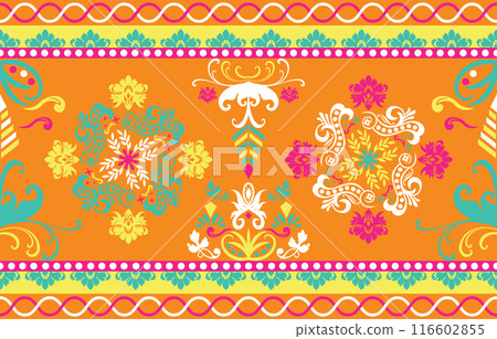 Ethnic Pattern. Ethnic India seamless pattern design oriental style. Damask India Motif. 116602855