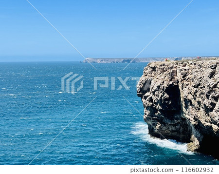 View of strong waves hitting the rock at Sagres, Algarve, Portugal. View of strong waves hitting the rock at Sagres, Algarve, Portugal. 116602932