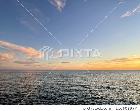 Scenic view of sea during sunset, Portugal, Algarve. Scenic view of sea during sunset, Portugal, Algarve. 116602957