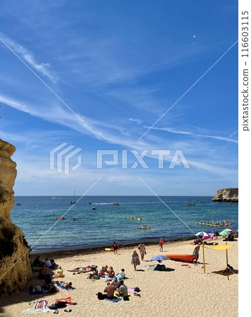Beautiful view of Benagil Cave in Carvoeiro Algarve Portugal Beautiful view of Benagil Cave in Carvoeiro Algarve Portugal 116603115
