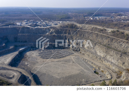 granite quarry, stone mining, aerial view 116603706