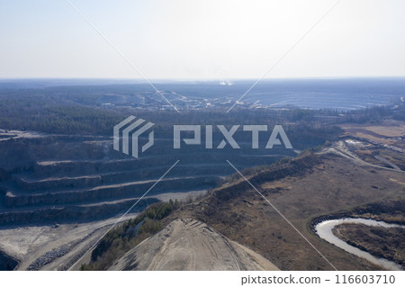 granite quarry, stone mining, aerial view granite quarry, stone mining, aerial view 116603710