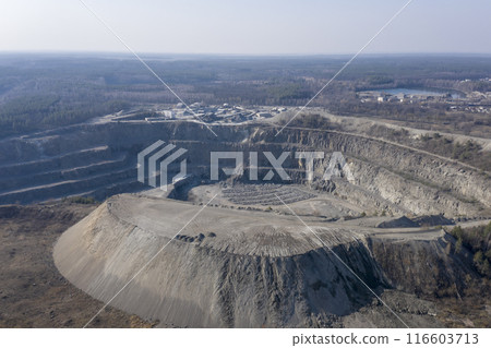 granite quarry, stone mining, aerial view granite quarry, stone mining, aerial view 116603713