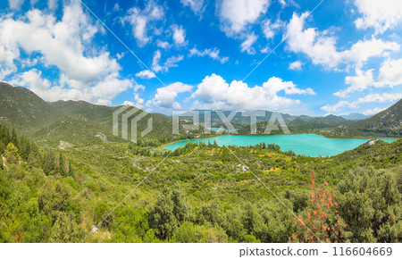 Captivating overview across the beautiful Bacina Lakes at sunny day. 116604669