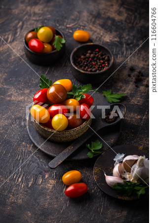 Assortment of different cherry tomatoes Assortment of different cherry tomatoes 116604766