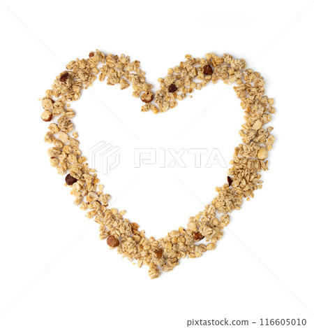 heart of granola musli isolated on white background 116605010