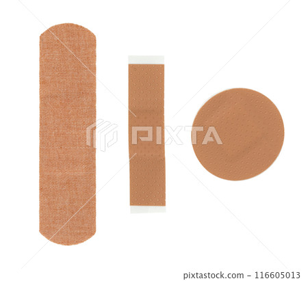 medical sticking plasters isolated on white, first aid item 116605013