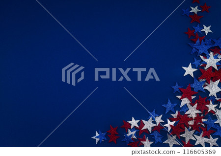 Patriotic Star Scattering. Festive Fourth of July Decorations Patriotic Star Scattering. Festive Fourth of July Decorations 116605369