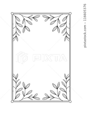 Simple monochrome frame with monochrome leaves 116605376