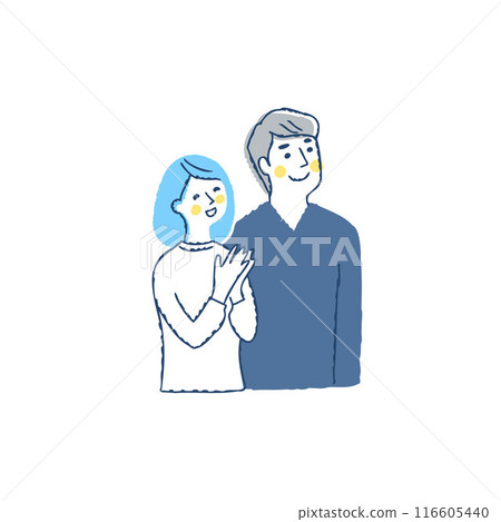一對幸福的夫婦朝右上角看 116605440