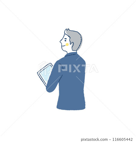 持有平板電腦設備的後視商務人士 116605442