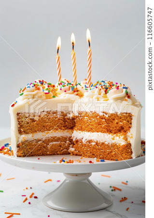carrot cake birthday on white surface background. Ai generative 116605747