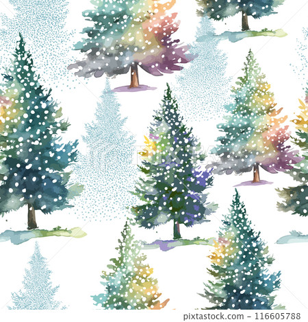 Christmas. Winter background. Winter Forest background. Pine, spruce, watercolor christmas tree. Snowy graphic trees seamless pattern panorama view. hand drawing. Not AI, Vector illustrations. Christmas. Winter background. Winter Forest background. Pine, spruce, watercolor christmas tree. Snowy graphic trees seamless pattern panorama view. hand drawing. Not AI, Vector illustrations. 116605788