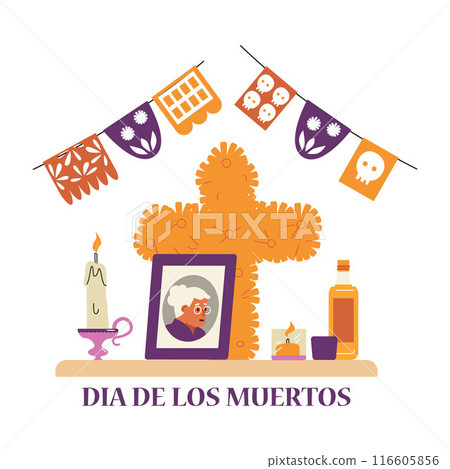 Vector image with an altar and a portrait of an old woman 116605856