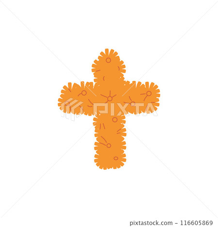Holiday "Day of the Dead" in a vector illustration with an cross made of marigolds Holiday "Day of the Dead" in a vector illustration with an cross made of marigolds 116605869
