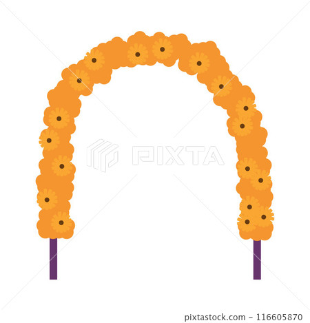 Festive vector floral arrangement in the form of a frame made of marigold. Festive vector floral arrangement in the form of a frame made of marigold. 116605870