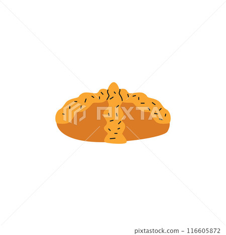 Bread for Mexican Dia de Muertos, traditional Spanish bread bakery, vector Day of the dead holiday celebration food 116605872