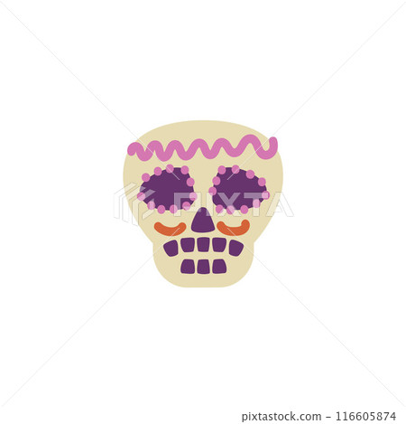 Mexican Day of the Dead. Sugar skull artwork in flat style. 116605874