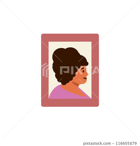 Vector illustration on a white background with a frame with a photo of a woman Vector illustration on a white background with a frame with a photo of a woman 116605879