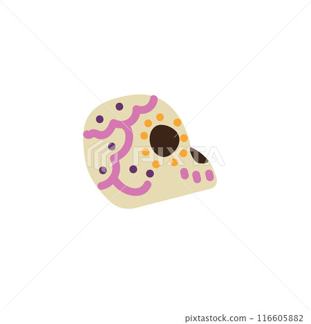Calavera painted sugar skull with floral pattern side view vector, Mexican dia de los muertos Day of the dead decoration Calavera painted sugar skull with floral pattern side view vector, Mexican dia de los muertos Day of the dead decoration 116605882