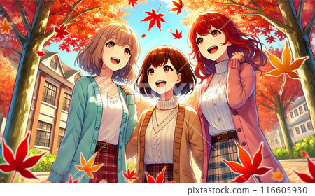 Two idol friends go to see the autumn leaves Two idol friends go to see the autumn leaves 116605930