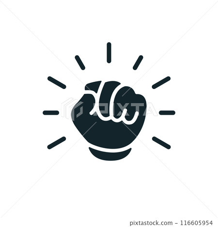 Clenched fist showing strength, power, and determination icon 116605954