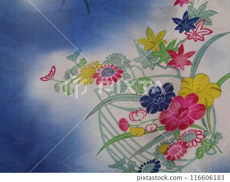 花卉圖案古董和服布料 花卉圖案古董和服布料 116606183