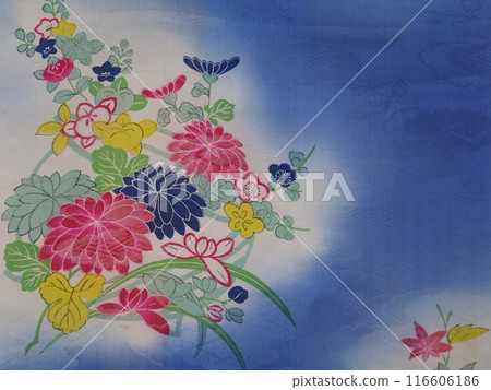 花卉圖案古董和服布料 116606186