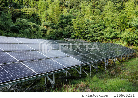 Solar panels that are not getting much sunlight 116606231