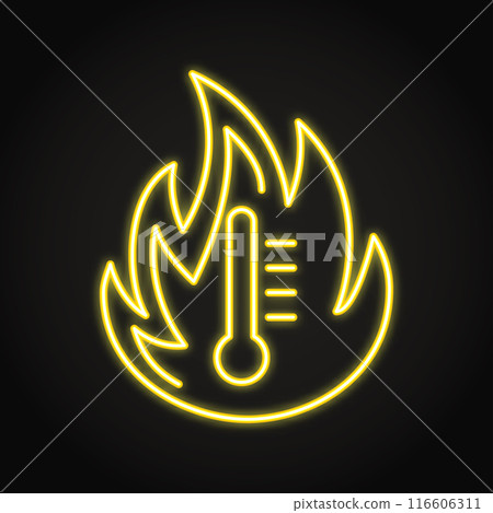 Extreme heat neon line icon Extreme heat neon line icon 116606311