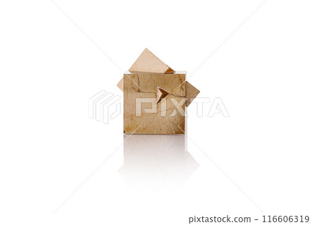 Pyrite isolated single shiny mineral stone, fool's gold, cubic gems, on white and transparent background 116606319