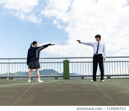 High school students confronting each other 116606352