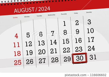 Calendar 2024, deadline, day, month, page, organizer, date, August, friday, number 30 116606602