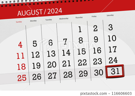 Calendar 2024, deadline, day, month, page, organizer, date, August, saturday, number 31 Calendar 2024, deadline, day, month, page, organizer, date, August, saturday, number 31 116606603