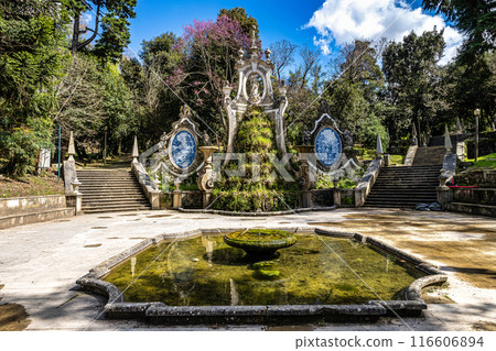 Mermaid Garden, Jardim da Sereia in the center of Coimbra, Portugal. 18th century public park 116606894