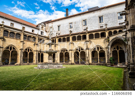 Colonnade of cloister of Santa Cruz Monastery and Church at Coimbra, Portugal 116606898