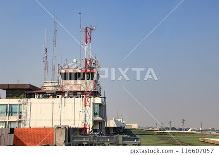Air traffic control tower at international airport. Air traffic control tower at international airport. 116607057