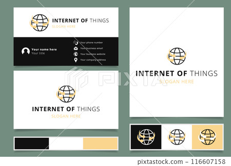 Internet of things logo with globe and signals for technology company 116607158