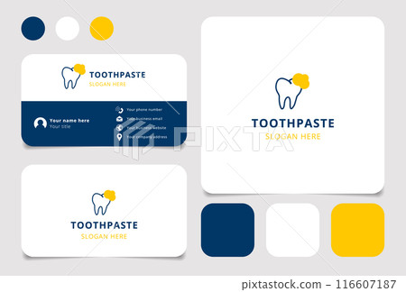 Toothpaste logo concept featuring a tooth and toothpaste for dental care branding Toothpaste logo concept featuring a tooth and toothpaste for dental care branding 116607187