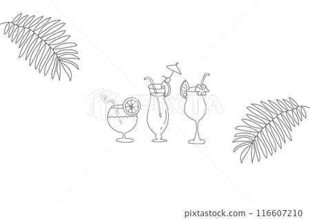 Tropical juice vector illustration/line drawing Tropical juice vector illustration/line drawing 116607210