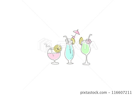 Hand-drawn illustrations of stylish cocktails Hand-drawn illustrations of stylish cocktails 116607211