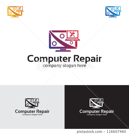 Computer Repair Logo Design Template 116607460