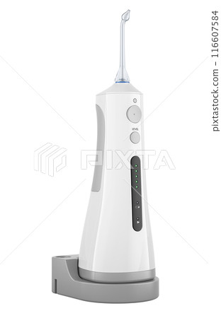 White Dental Oral Irrigator. Portable water flosser, 3D rendering White Dental Oral Irrigator. Portable water flosser, 3D rendering 116607584