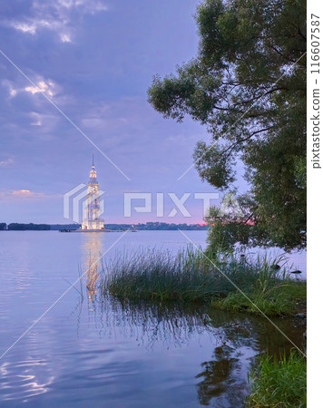 Stunning blue hour over the bell tower on the island. Stunning blue hour over the bell tower on the island. 116607587
