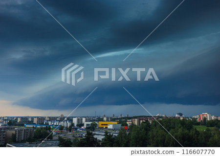 Capturing the dramatic storm clouds over cityscape in Vilnius, Lithuania Capturing the dramatic storm clouds over cityscape in Vilnius, Lithuania 116607770