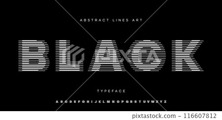 Font set Geometric Horizontal Lines Art Typeface. Modern Alphabet Uppercase Typography for Stylish Logo Font set Geometric Horizontal Lines Art Typeface. Modern Alphabet Uppercase Typography for Stylish Logo 116607812